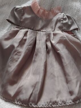 Catherine Malandrino Baby Girls Satin Dress in Light Pink and Silver
